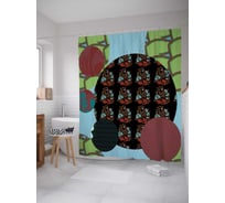 Штора (занавеска) для ванной JoyArty "Круглый пэчворк" из сатена, 180х200 см с крючками, sc_36485