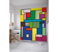 Штора (занавеска) для ванной JoyArty "Сложный тетрис" из сатена, 180х200 см с крючками, sc_38424