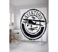 Штора (занавеска) для ванной JoyArty "Авиация" из сатена, 180х200 см с крючками, sc_39106