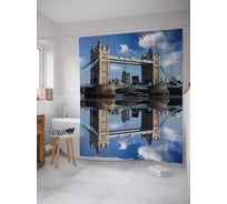 Штора (занавеска) для ванной JoyArty "Зеркальная темза" из сатена, 180х200 см с крючками, sc_9406