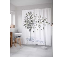 Штора (занавеска) для ванной JoyArty "Денежные листья" из сатена, 180х200 см с крючками, sc_6612