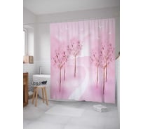 Штора (занавеска) для ванной JoyArty "Весенняя тропинка" из сатена, 180х200 см с крючками, sc_35512