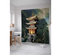 Штора (занавеска) для ванной JoyArty "Многоярусная пагода" из сатена, 180х200 см с крючками, sc_37761