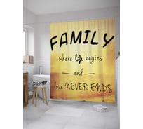 Штора (занавеска) для ванной JoyArty "Cемья, где любовь никогда не кончается" из сатена, 180х200 см с крючками, sc_34573