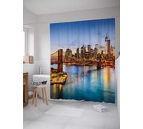 Штора (занавеска) для ванной JoyArty "Вид арочного моста" из сатена, 180х200 см с крючками, sc_36804