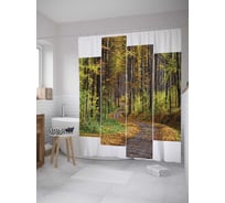Штора (занавеска) для ванной JoyArty "Дорога в осень" из сатена, 180х200 см с крючками, sc_8025