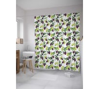 Штора (занавеска) для ванной JoyArty "Ветки оливы" из сатена, 180х200 см с крючками, sc_32027