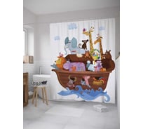 Штора (занавеска) для ванной JoyArty "Красочный ковчег" из сатена, 180х200 см с крючками, sc_9428