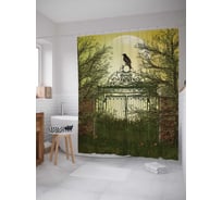 Штора (занавеска) для ванной JoyArty "Ворон страж" из сатена, 180х200 см с крючками, sc_6657