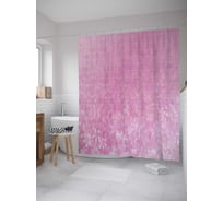 Штора (занавеска) для ванной JoyArty "Цветы на плитке" из сатена, 180х200 см с крючками, sc_35518