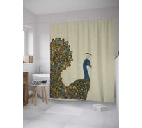 Штора (занавеска) для ванной JoyArty "Ценность павлина" из сатена, 180х200 см с крючками, sc_9033