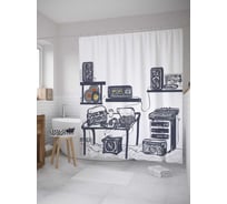 Штора (занавеска) для ванной JoyArty "Комната ретро" из сатена, 180х200 см с крючками, sc_35957