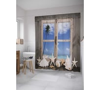 Штора (занавеска) для ванной JoyArty "Засушенные морские звезды" из сатена, 180х200 см с крючками, sc_34840