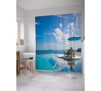 Штора (занавеска) для ванной JoyArty "Остров загара" из сатена, 180х200 см с крючками, sc_9360