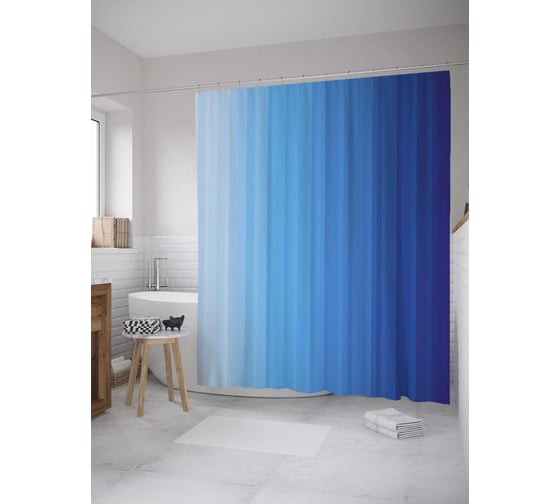 Штора (занавеска) для ванной JoyArty "Полосатый градиент" из сатена, 180х200 см с крючками, sc_32271 1