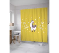 Штора (занавеска) для ванной JoyArty "Ла-ла-лама" из сатена, 180х200 см sc_378501