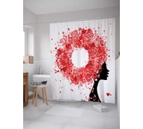 Штора (занавеска) для ванной JoyArty "Любовная прическа" из сатена, 180х200 см с крючками, sc_6619