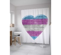 Штора (занавеска) для ванной JoyArty "Нежное сердце" из сатена, 180х200 см с крючками, sc_8418
