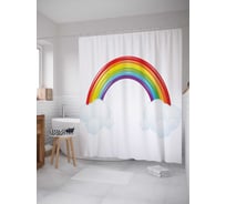 Штора (занавеска) для ванной JoyArty "Векторная радуга" из сатена, 180х200 см с крючками, sc_38506