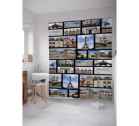 Штора (занавеска) для ванной JoyArty "Достопримечательости Парижа" из сатена, 180х200 см с крючками, sc_8501