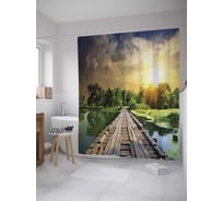 Штора (занавеска) для ванной JoyArty "Дневная молния" из сатена, 180х200 см с крючками, sc_8743