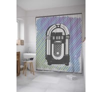 Штора (занавеска) для ванной JoyArty "Музыкальный автомат" из сатена, 180х200 см с крючками, sc_34581