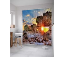 Штора (занавеска) для ванной JoyArty "Национальный парк Изал" из сатена, 180х200 см с крючками, sc_32326