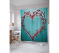 Штора (занавеска) для ванной JoyArty "Колючее сердце" из сатена, 180х200 см с крючками, sc_9991