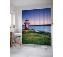 Штора (занавеска) для ванной JoyArty "Маяк на берегу" из сатена, 180х200 см с крючками, sc_6567