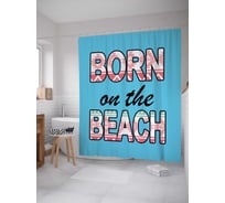 Штора (занавеска) для ванной JoyArty "Рожденный на пляже" из сатена, 180х200 см с крючками, sc_5077