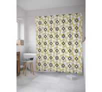 Штора (занавеска) для ванной JoyArty "Геометрические формы 3Д" из сатена, 180х200 см с крючками, sc_34699