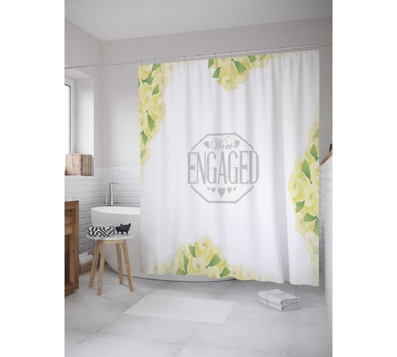 Штора (занавеска) для ванной JoyArty "Помолвка" из сатена, 180х200 см с крючками, sc_34530 1