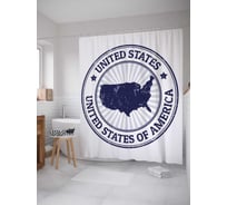 Штора (занавеска) для ванной JoyArty "Печать с картой Америки" из сатена, 180х200 см с крючками, sc_38050