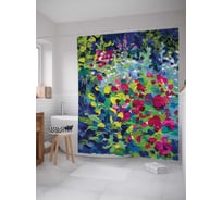 Штора (занавеска) для ванной JoyArty "Цветы в стиле импрессионизм" из сатена, 180х200 см с крючками, sc_38457