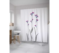 Штора (занавеска) для ванной JoyArty "Три цветка" из сатена, 180х200 см с крючками, sc_32513