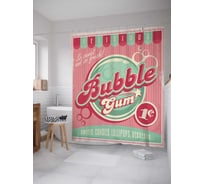 Штора (занавеска) для ванной JoyArty "Бубл Гум за 1 цент" из сатена, 180х200 см с крючками, sc_9666