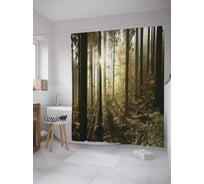 Штора (занавеска) для ванной JoyArty "Место в лесу" из сатена, 180х200 см с крючками, sc_9310