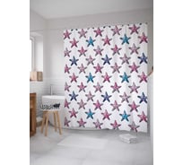 Штора (занавеска) для ванной JoyArty "Разноцветные морские звезды" из сатена, 180х200 см с крючками, sc_35917