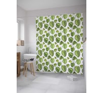 Штора (занавеска) для ванной JoyArty "Монстера деликатесная" из сатена, 180х200 см с крючками, sc_36037