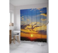 Штора (занавеска) для ванной JoyArty "Багровое небо" из сатена, 180х200 см с крючками, sc_34754