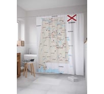 Штора (занавеска) для ванной JoyArty "Карта Штат Алабама" из сатена, 180х200 см с крючками, sc_7159