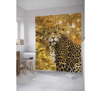 Штора (занавеска) для ванной JoyArty "Наглый леопард" из сатена, 180х200 см с крючками, sc_8819
