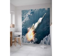 Штора (занавеска) для ванной JoyArty "Скоро космос" из сатена, 180х200 см с крючками, sc_9889