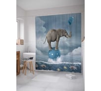Штора (занавеска) для ванной JoyArty "Слон на мяче" из сатена, 180х200 см с крючками, sc_37201