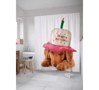 Штора (занавеска) для ванной JoyArty "Симпатичный подарок" из сатена, 180х200 см с крючками, sc_34433