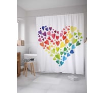 Штора (занавеска) для ванной JoyArty "Сердце из сердец" из сатена, 180х200 см с крючками, sc_38465
