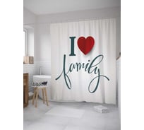 Штора (занавеска) для ванной JoyArty "Я люблю семью" из сатена, 180х200 см с крючками, sc_34562