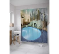 Штора (занавеска) для ванной JoyArty "Круглый бассейн" из сатена, 180х200 см с крючками, sc_34824
