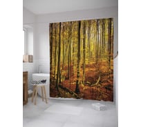 Штора (занавеска) для ванной JoyArty "Желтеющие леса" из сатена, 180х200 см с крючками, sc_9338