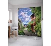 Штора (занавеска) для ванной JoyArty "Лучи в городе" из сатена, 180х200 см с крючками, sc_34903